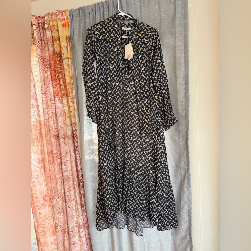 NWT Dôen Ivana Floral Cotton Midi-Dress in the Falling Leaves Size XS